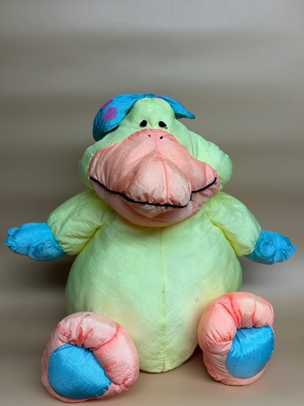 Vintage 1990 Stuffins Lumpy's Gang Yellow Duck Nylon Pufffalump Plush RARE 14"